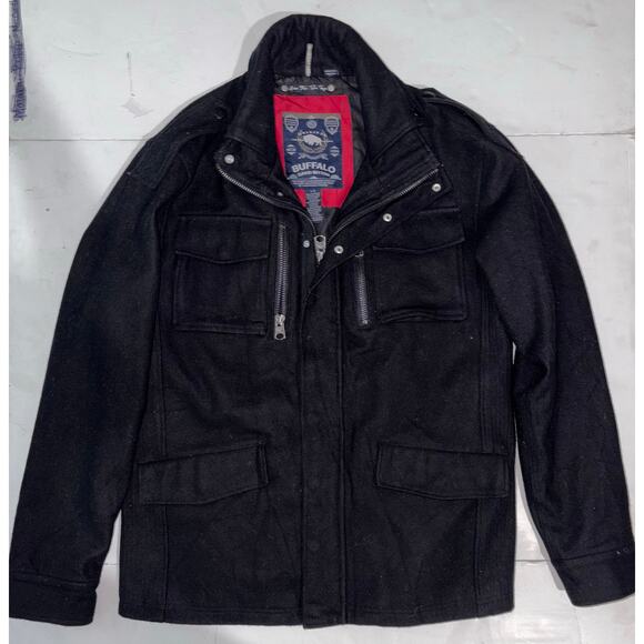 Buffalo David Bitton men’s large jacket wool zip up black - Picture 1 of 4